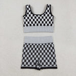 Fashion Athletic Plaid Yoga Sports Adult Women's Outfits