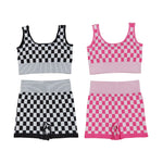 Fashion Athletic Plaid Yoga Sports Adult Women's Outfits