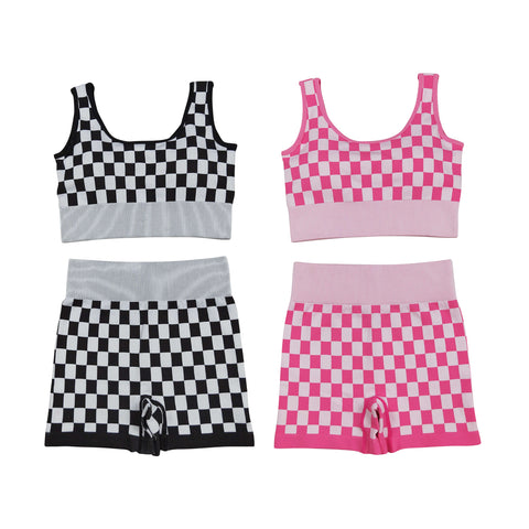 Fashion Athletic Plaid Yoga Sports Adult Women's Outfits