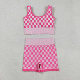 Fashion Athletic Plaid Yoga Sports Adult Women's Outfits