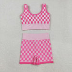 Fashion Athletic Plaid Yoga Sports Adult Women's Outfits