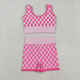 Fashion Athletic Plaid Yoga Sports Adult Women's Outfits