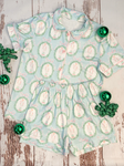 Preorder 10.06 MOQ 5 pcs GSSO2705 Christmas Bows Soldier Sky Blue Girls Shorts Pajamas Set