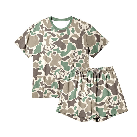 Preorder 10.09 MOQ 5 pcs GSSO2710 Hunting Camo Adult Women's Pajamas Set