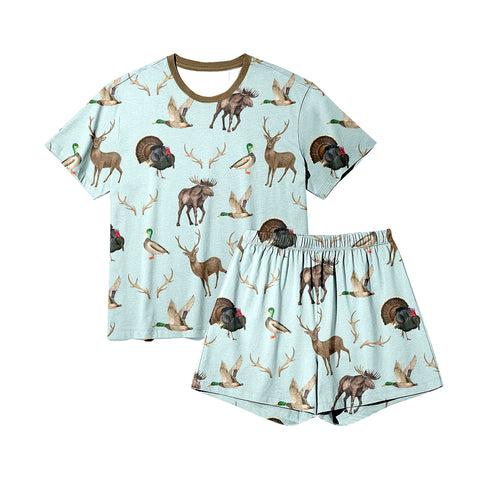 Preorder 10.09 MOQ 5 pcs GSSO2711 Hunting  Mallard Ducks Adult Women's Pajamas Set