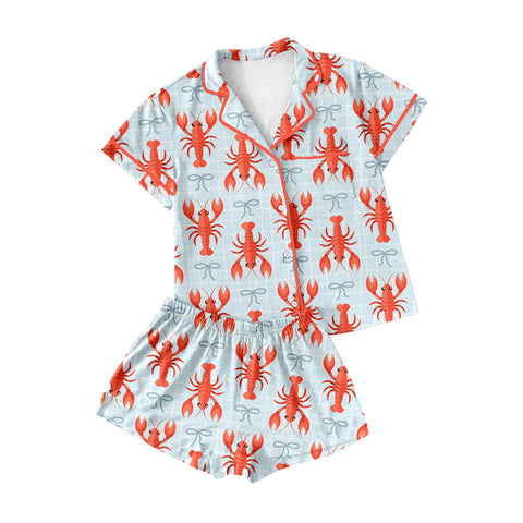 Preorder 10.21 MOQ 5 pcs GSSO2720 Crawfish Bows Adult Women's Pajamas Set