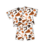 Preorder 10.23 MOQ 5 pcs GSSO2724 Go Team Touch Down Football Orange Girls Shorts Set