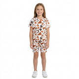 GSSO2724 Go Team Touch Down Football Orange Girls Shorts Set