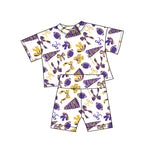 Preorder 10.23 MOQ 5 pcs GSSO2726 Go Team Touch Down Football Purple Girls Shorts Set