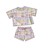 10.10 Pre-order GSSO2742 baby girls Mardi Gras short sleeves short outfits
