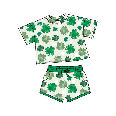 10.10 Pre-order GSSO2744 baby girls St Patrick's Day short sleeves short outfits