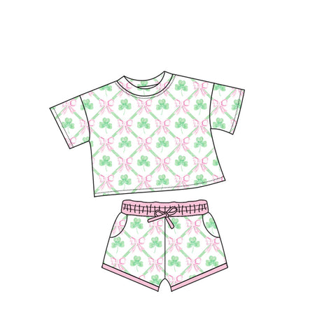 10.10 Pre-order GSSO2745 baby girls St Patrick's Day short sleeves short outfits