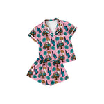 10.10 Pre-order GSSO2746 baby girls lightning button short sleeves short pajamas