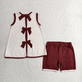 GSSO2763 Western Cowboy Bows Girls Shorts Set