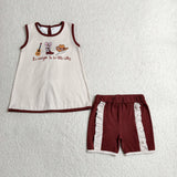 GSSO2763 Western Cowboy Bows Girls Shorts Set