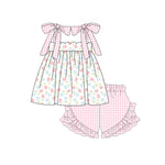Preorder 11.17 MOQ 5 pcs GSSO2764 Flower Floral Pink Girls Shorts Set