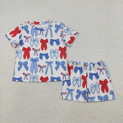 GSSO2772 USA Coquette Bows Girls Shorts Set