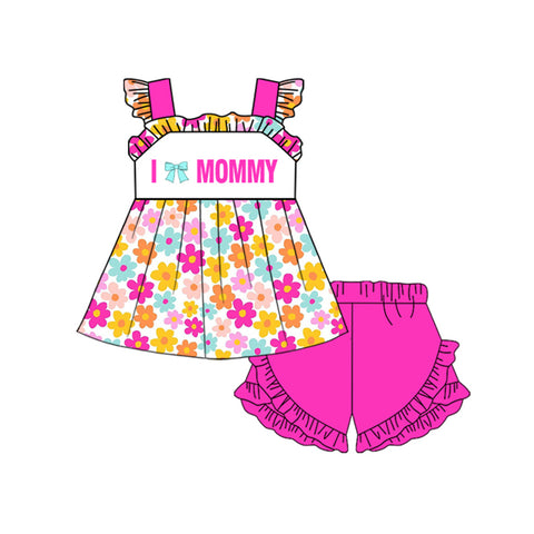 Preorder 11.30 MOQ 5 pcs GSSO2801 I Love Mommy Flower Girls Shorts Set