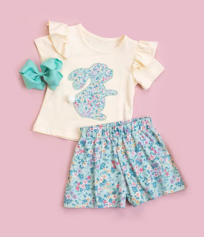 Preorder 12.01 MOQ 5 pcs GSSO2808 Easter Rabbit Flower Girls Shorts Set