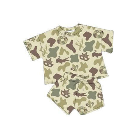 Preorder 12.01 MOQ 5 pcs GSSO2812 Mardi Gras Camo Girls Shorts Set