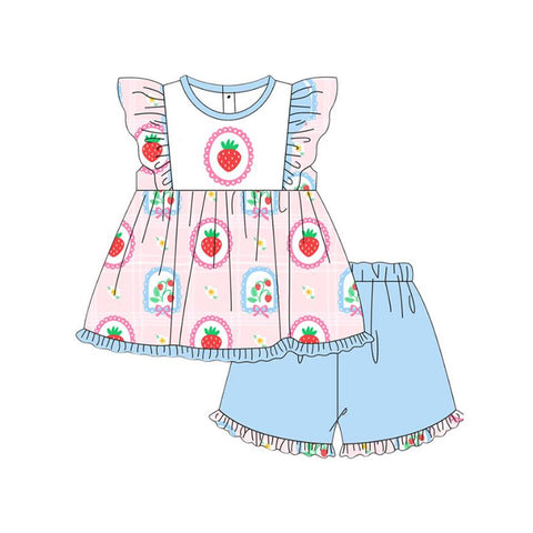 Preorder 12.03 MOQ 5 pcs GSSO2822 Strawberry Girls Shorts Set