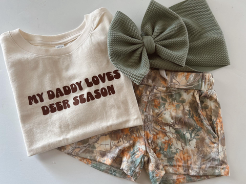 Preorder 12.04 MOQ 5 pcs GSSO2827 My Daddy Loves Deer Season Girls Shorts Set