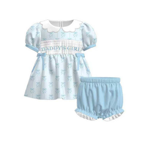 Preorder 12.05 MOQ 5 pcs GSSO2832 Daddy's Girl Bows Blue Girls Shorts Set