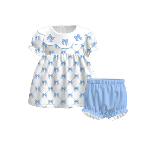 Preorder 12.05 MOQ 5 pcs GSSO2834 Coquette Bows Blue Girls Shorts Set