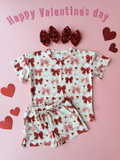 Preorder Samples GSSO2835 Valentine's Day Bows Red Girls Shorts Set