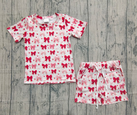 Preorder Samples GSSO2835 Valentine's Day Bows Red Girls Shorts Set