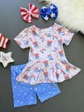 Preorder Samples GSSO2837 4th of July Bows Boots Girls Shorts Set