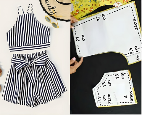 Preorder 12.12 MOQ 5 pcs GSSO2854 Black Stripe Girls Shorts Set