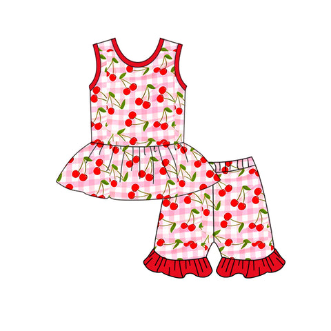 Preorder 12.13 MOQ 5 pcs GSSO2859 Cherry Girls Shorts Set