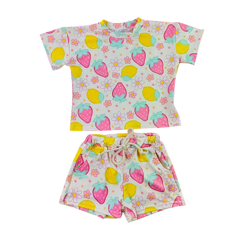 Preorder 12.13 MOQ 5 pcs GSSO2860 Strawberry Lemon Girls Shorts Set
