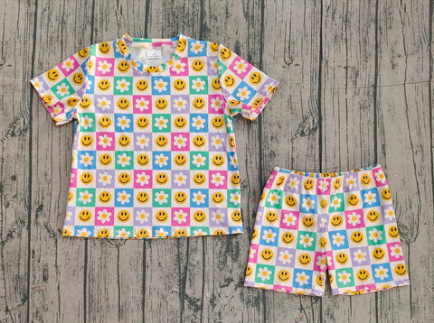 Preorder Samples GSSO2864 Smiley face Flower Girls Shorts Set