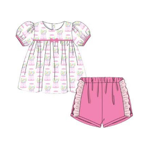 Preorder 12.14 MOQ 5 pcs GSSO2870 Play Game Pink Cute Girls Shorts Set