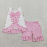 GSSO2884 Embroidery Golf Cart Pink Girls Shorts Set
