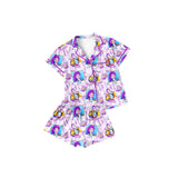 Preorder Samples GSSO2961 Cartoon Bows Purple Girls Shorts Pajamas Set