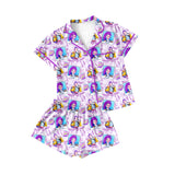 Preorder Samples GSSO2962 Cartoon Bows Purple Women's Pajamas Set