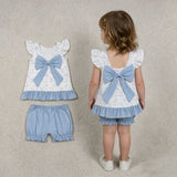 GSSO3061 Dog Cute Sky Blue Bows Baby Bloomer Outfits