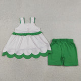GSSO3164 Embroidery Watermelon Scallop Edge Girls Shorts Set