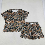 GSSO3234 Hunting Camo Scallop Edge Adult Women's Shorts Set