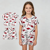GSSO3254 University Team Mascot Bows Scallop Edge Girls Shorts Set