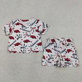 GSSO3254 University Team Mascot Bows Scallop Edge Girls Shorts Set