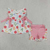 GSSO3258 Back To School Apple ABC Girls Shorts Set