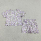 GSSO3265 Flower Scallop Edge Girls Shorts Outfits