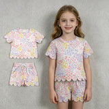 GSSO3270 Flower Scallop Edge Girls Shorts Set