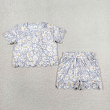 GSSO3275 Flower Floral Scallop Edge Girls Shorts Set