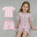 GSSO3342 Strawberry Bows Pink Ruffles Girls Shorts Outfits