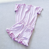 Preorder Samples GSSO3350 Solid Color Light Purple Ruffles Girls Shorts Set